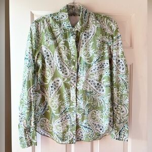 Cino Button-Up Cotton Shirt Long Sleeve Paisley Floral Multicolor Size XS